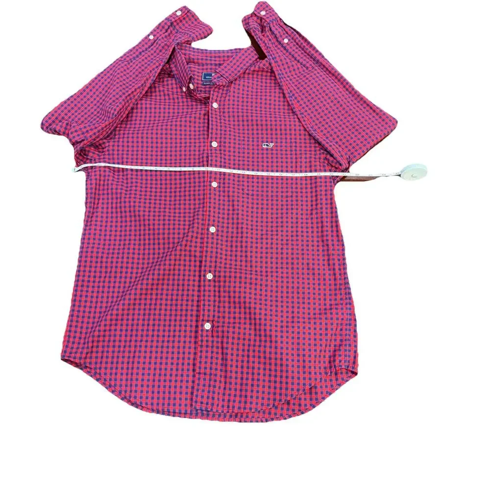 Vineyard Vines Medium Men’s Performance Classic Fit Tucker Red Plaid Shirt - Picture 6 of 13